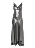 Carine Gilson lace-trim lurex slip dress - Silver