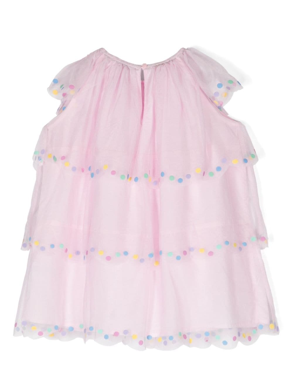 Shop Stella Mccartney Polka-dot Tiered Dress In Pink