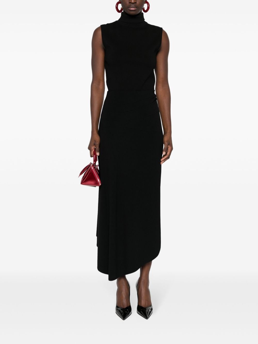 Shop Gauge81 Ribbed Asymmetric Skirt In Black