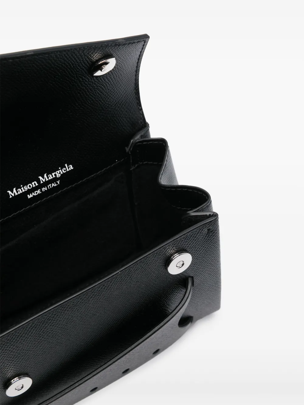 Shop Maison Margiela Snatched Asymmetric Mini Bag In Black