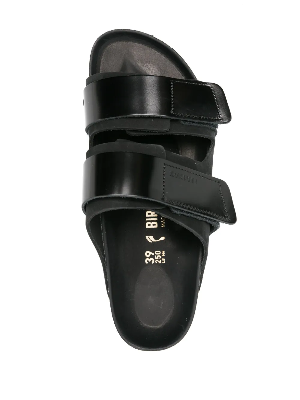 Shop Birkenstock Uji Leather Slides In Schwarz