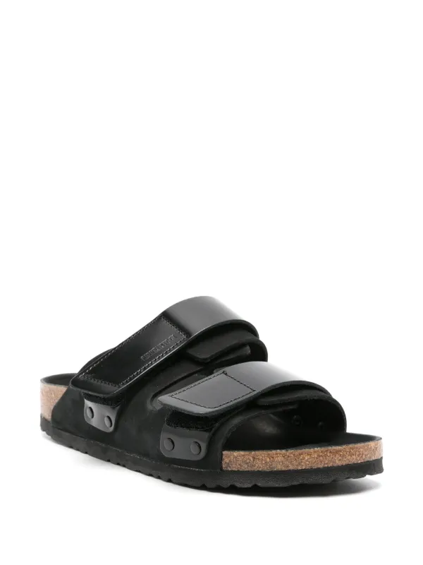 Birkenstock Uji Leather Slides | Black | FARFETCH