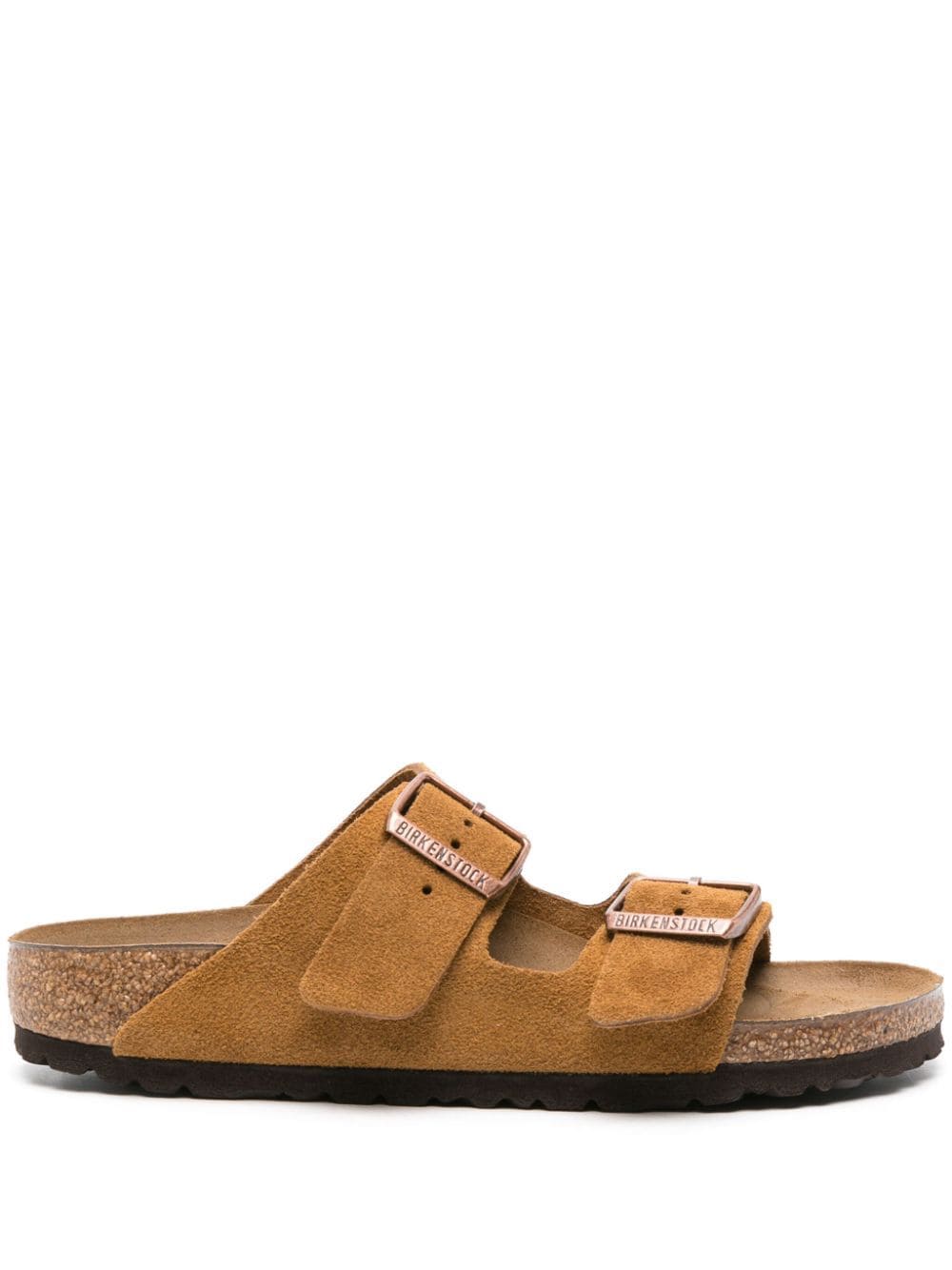 Birkenstock Arizona Suede Flat Sandals In Brown