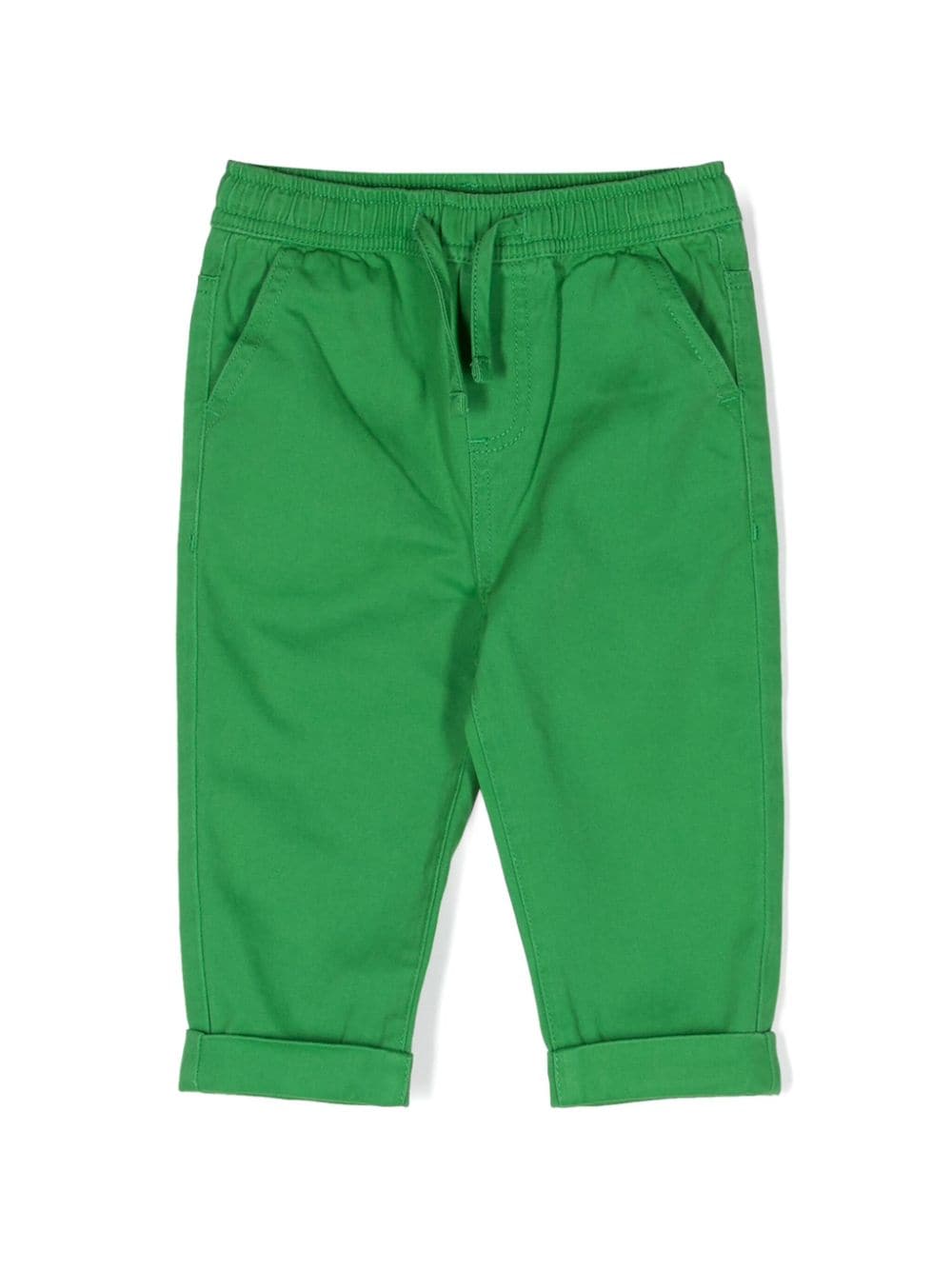 Stella Mccartney Babies' 抽绳裤腰棉长裤 In Green