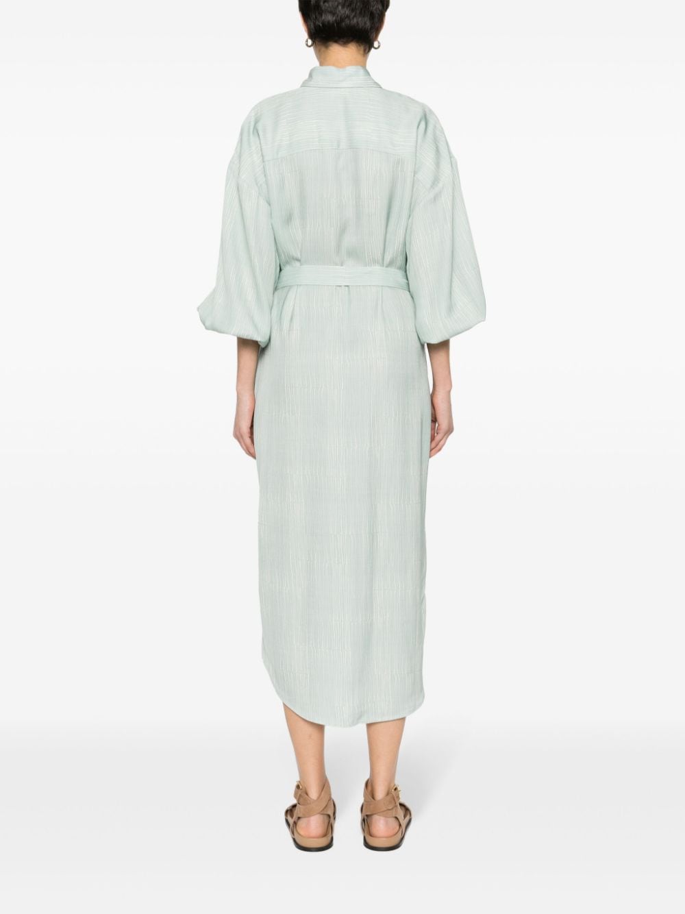 Shop Aeron Rome Belted Shirt Dress In 蓝色
