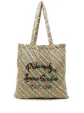 Philosophy Di Lorenzo Serafini logo-print checked beach bag - Green