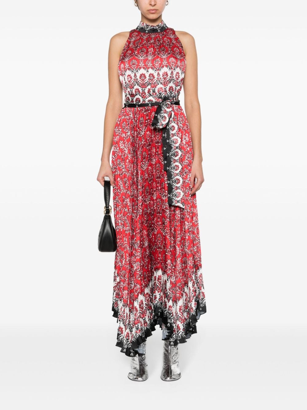 Shop Alice And Olivia Mertie Satin Maxi Dress In Red