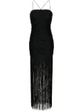 ROTATE BIRGER CHRISTENSEN sequin-embellished fringed ruched dress - Black