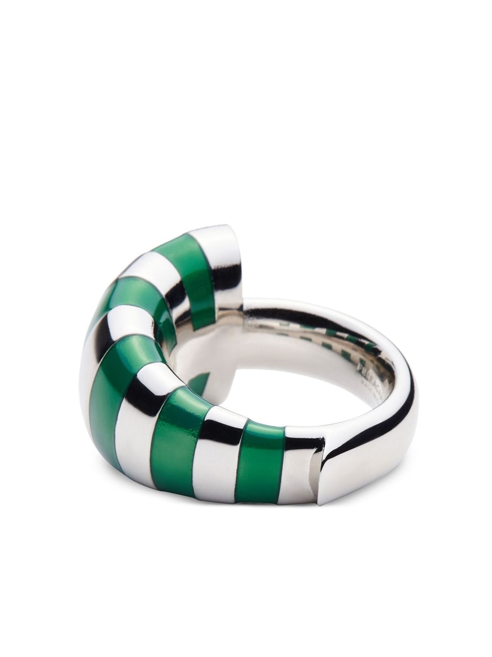 Image 2 of Ferragamo asymmetric enamel-striped ring