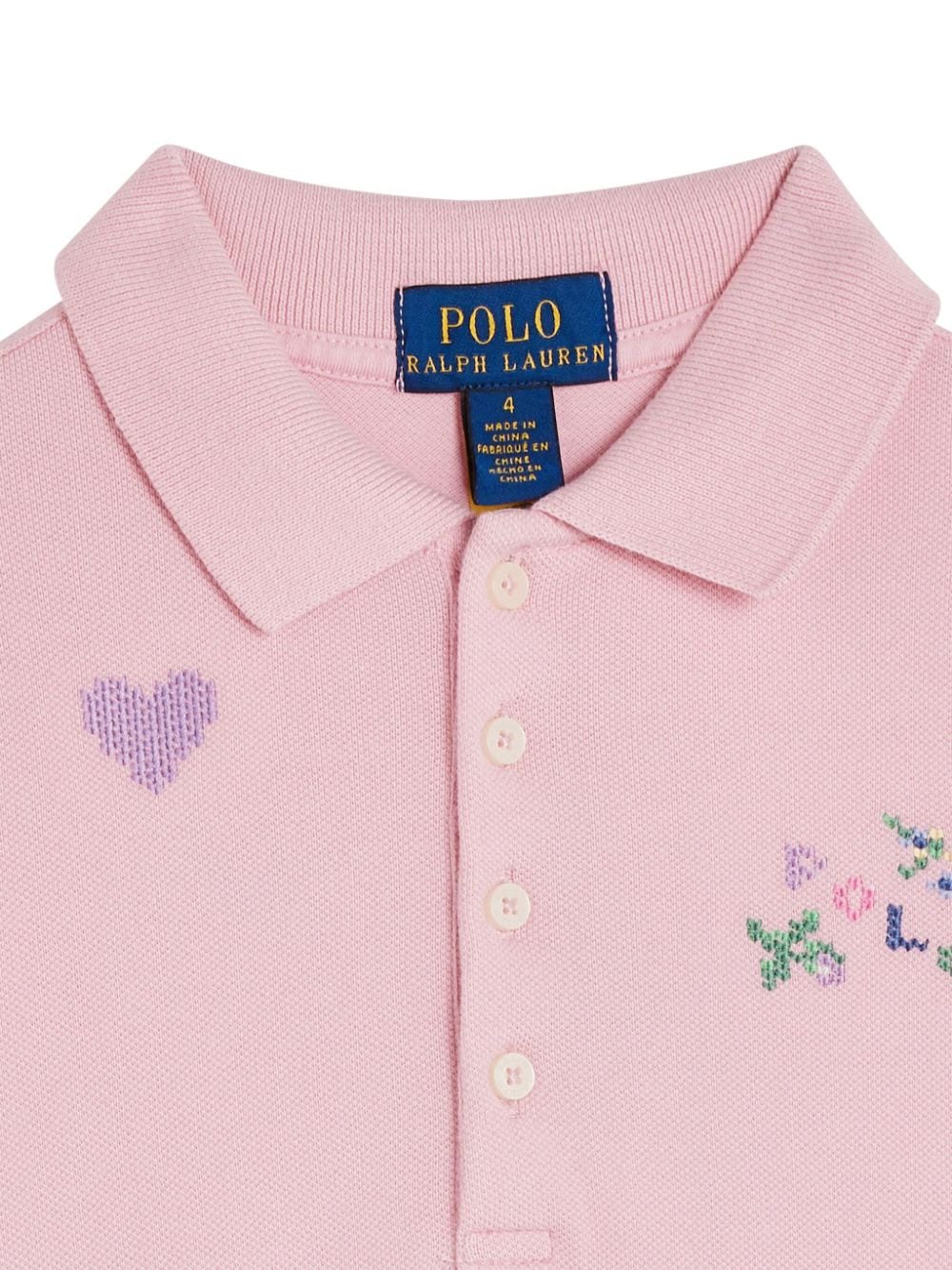 Shop Ralph Lauren Floral-embroidered Polo Dress In Pink