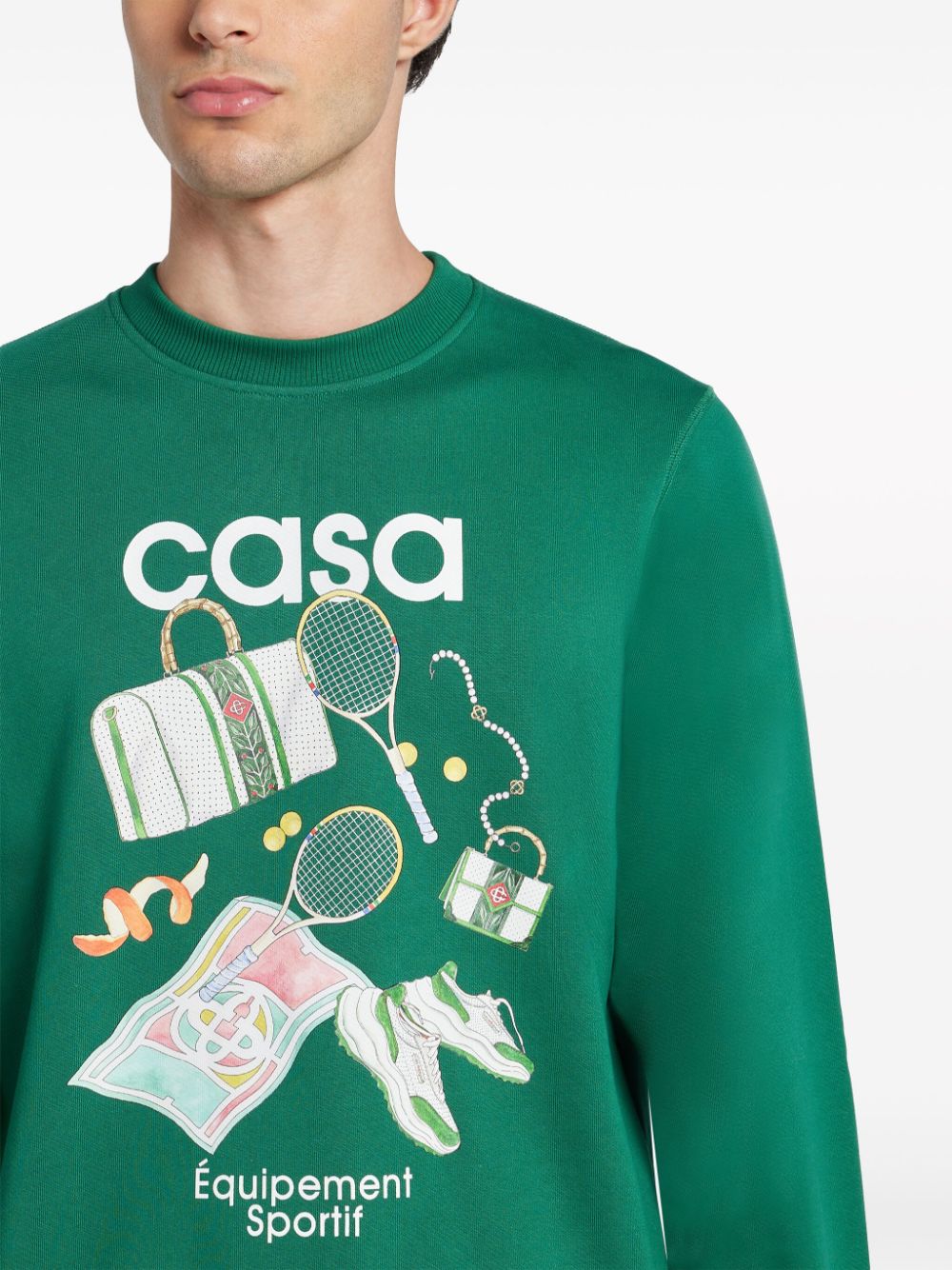 Shop Casablanca Equipement Sportif Organic Cotton Sweatshirt In Green
