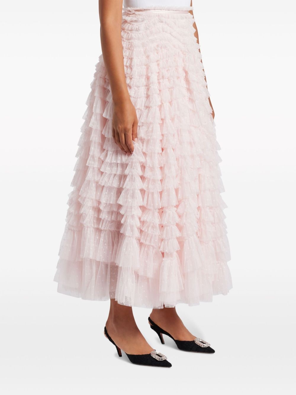 Shop Needle & Thread Florence Ruffled Midi Skirt In Rosa