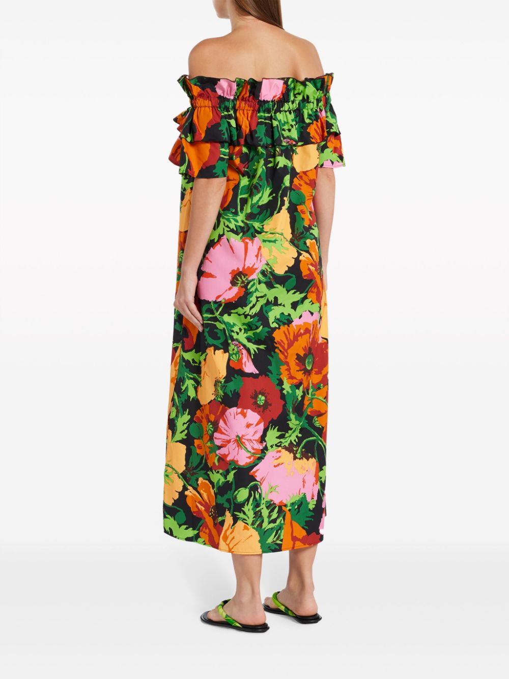 Shop La Doublej Breakfast Floral-print Cotton Dress In 橘色