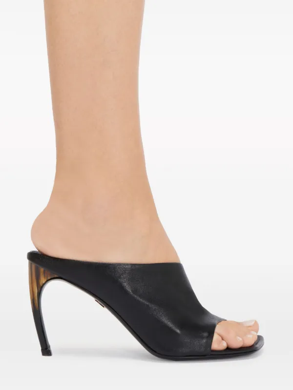 サンダル・ミュール Salvatore Ferragamo Black Satin Sandals Salvatore Ferragamo Satin Symmetrical Bow High-Heeled