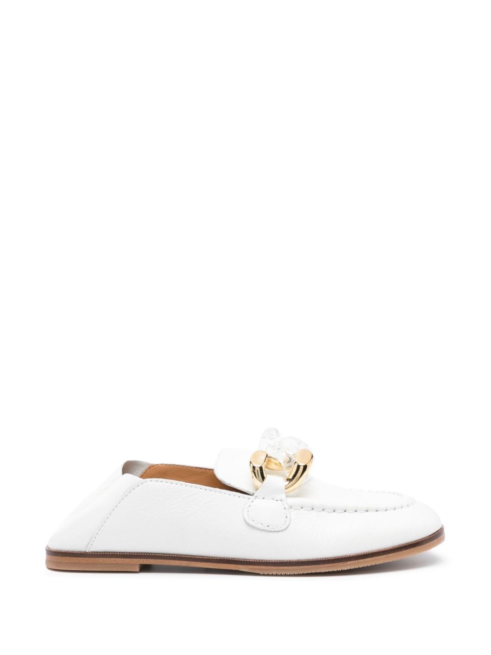 Shop See By Chloé Chain-link Leather Loafers In White