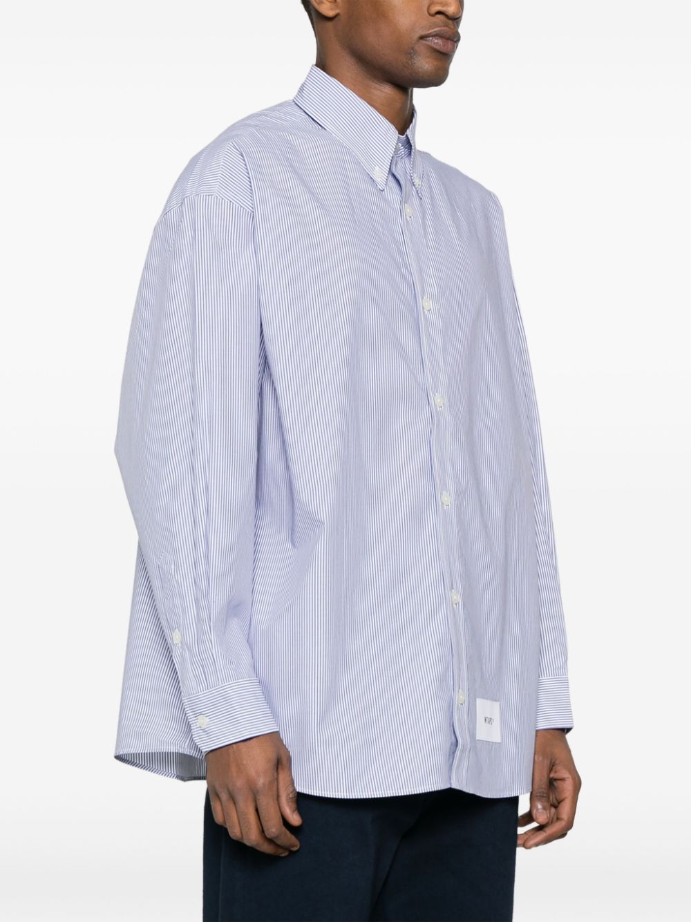 Shop Wtaps Protect Striped Cotton Shirt In White