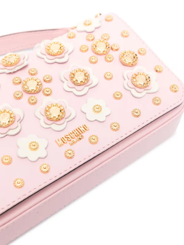 Moschino Floral stud-detailing Shoulder Bag | Pink | FARFETCH
