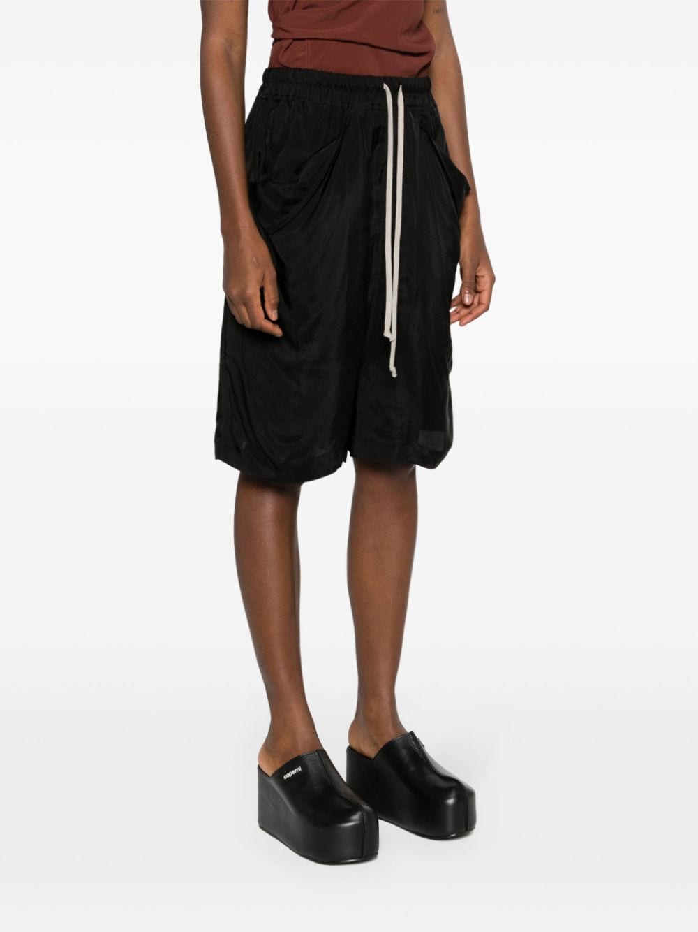 Shop Rick Owens Drop-crotch Satin Shorts In Black