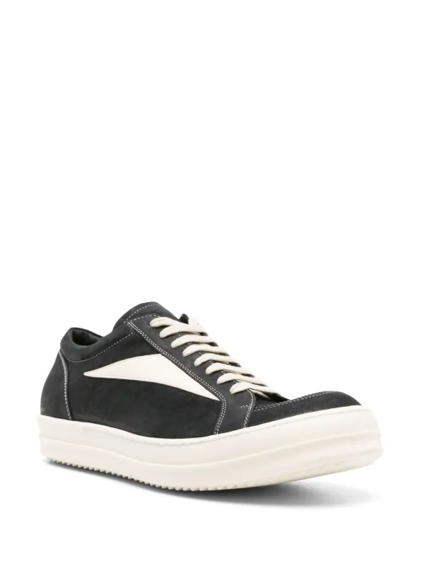 店舗良い レースアップ Owens Rick レザースニーカー ブラック | 靴