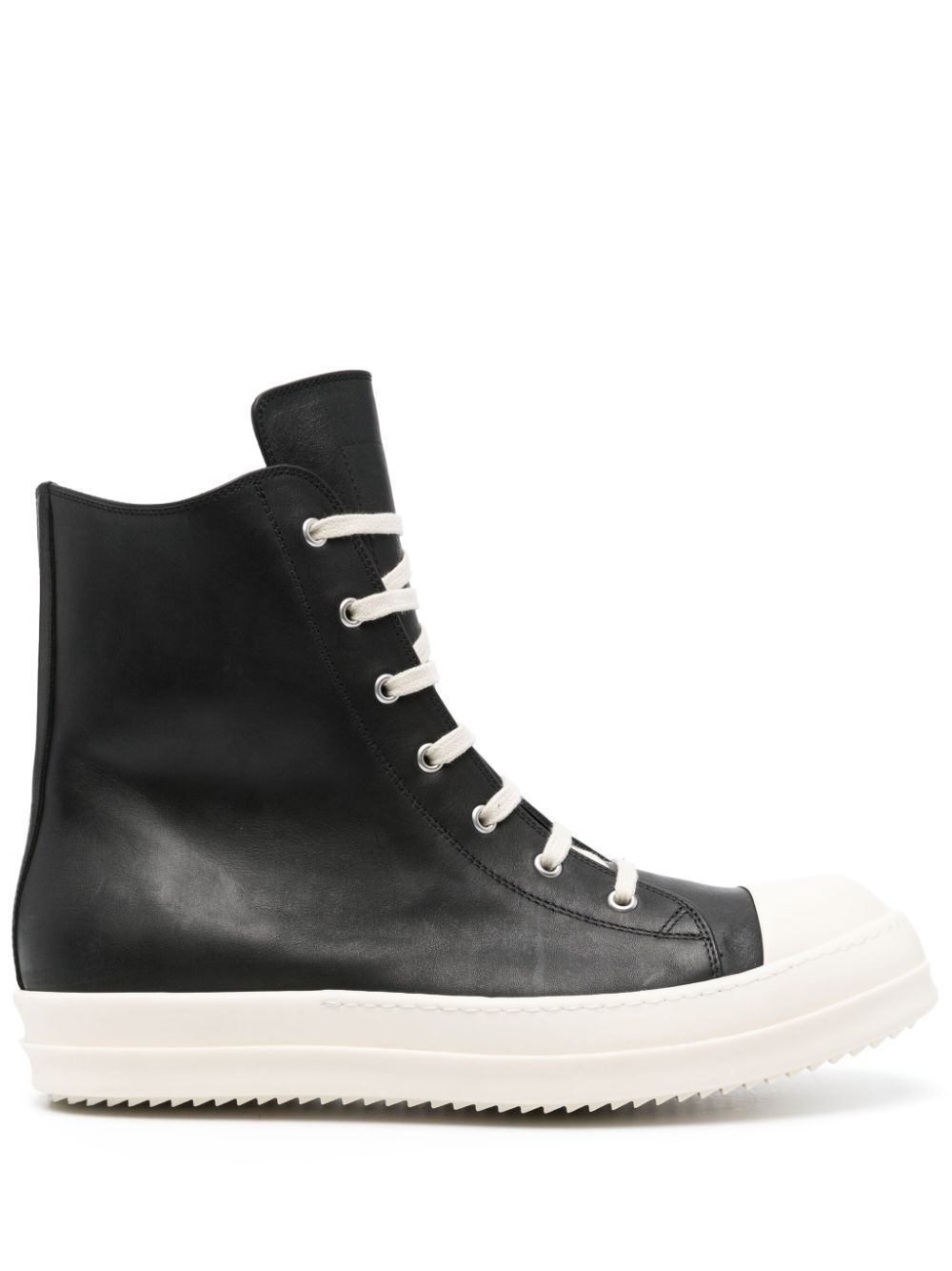 Rick Owens High-top Leather Sneakers In Black