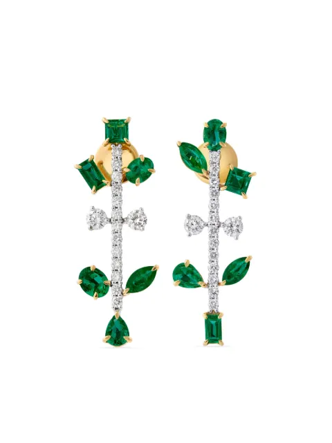 House of Meraki 18kt yellow gold Reina emerald and diamond drop earrings