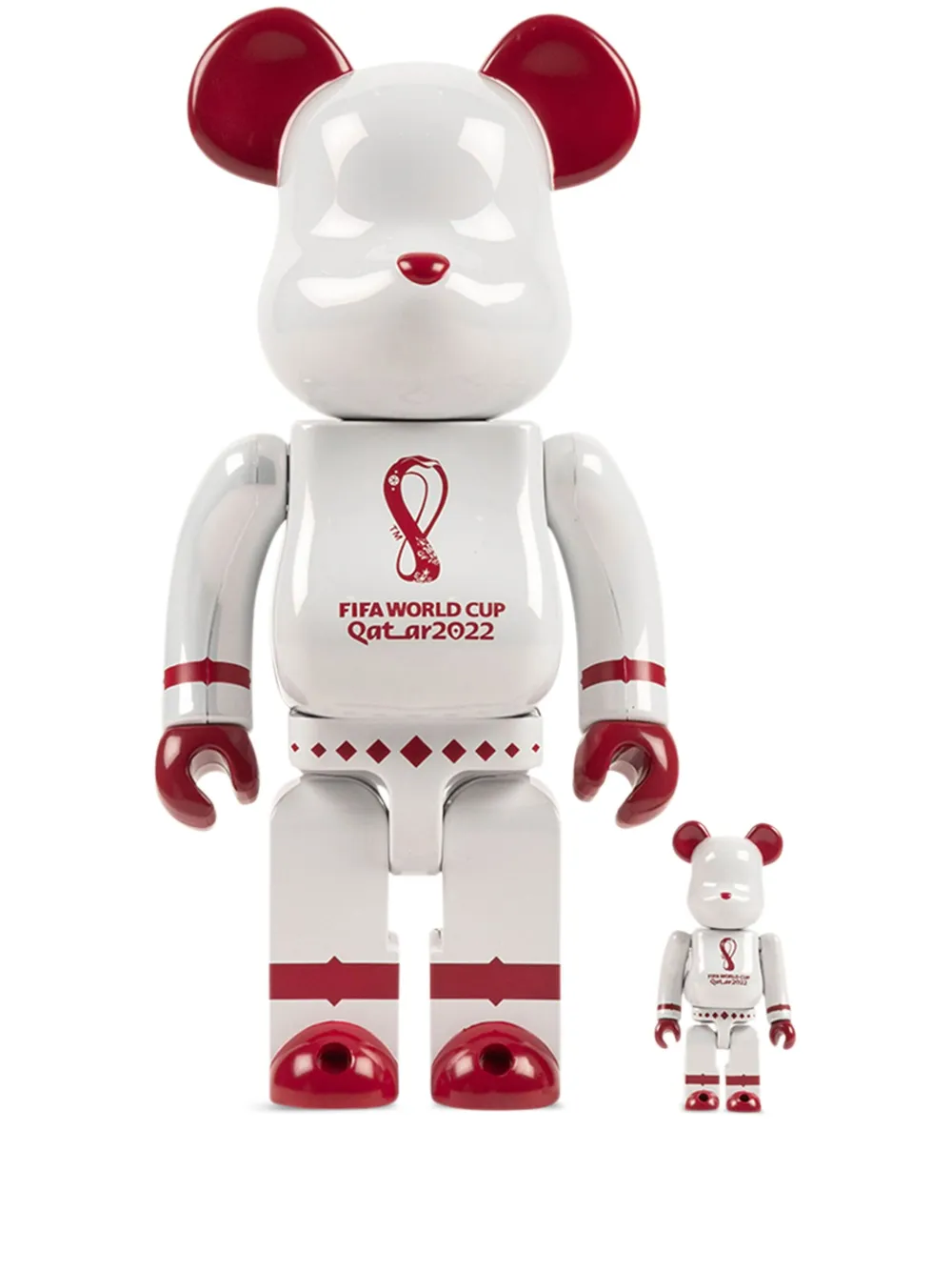 Image 1 of MEDICOM TOY x FIFA World Cup Qatar 2022 "White Chrome" BE@RBRICK 100% and 400% figure set