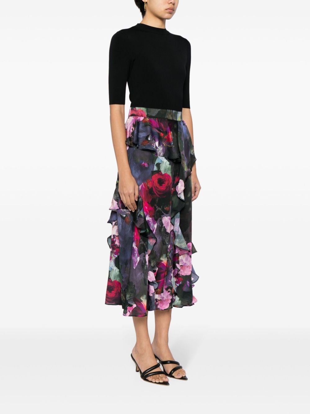 Shop Ted Baker Rowana Floral-print Dress In Black