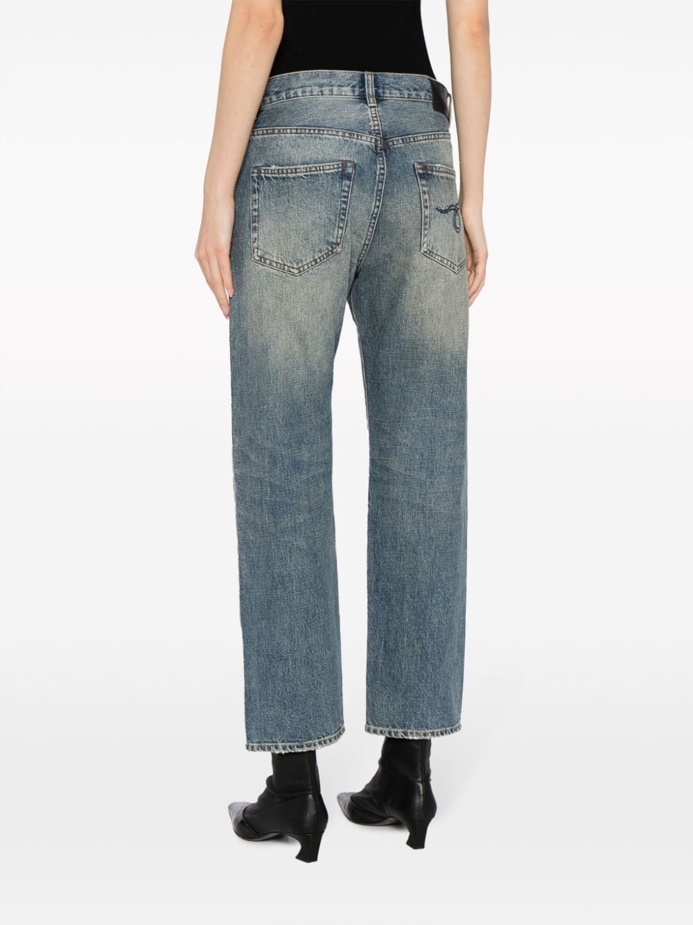 Shop R13 Cropped Wide-leg Jeans In Blue