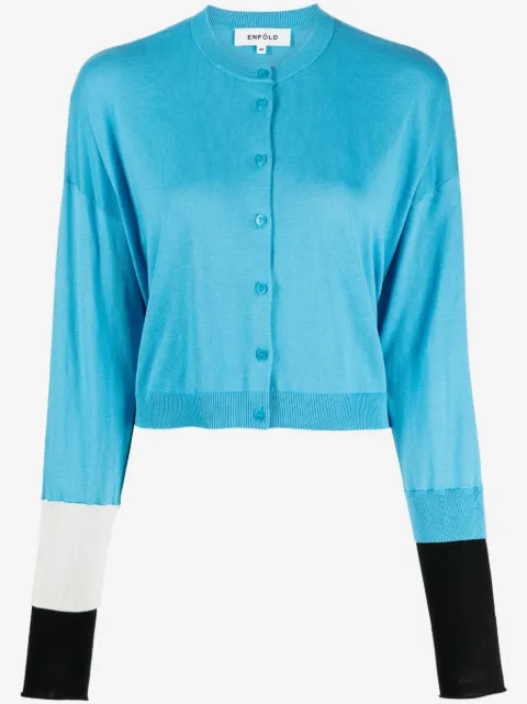 Enföld colour-block fine-knit cardigan