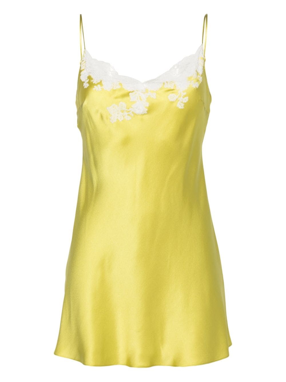 Carine Gilson Lace-detail Silk Sllip Dress In Yellow