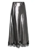 Carine Gilson lace-trim lurex maxi skirt - Silver