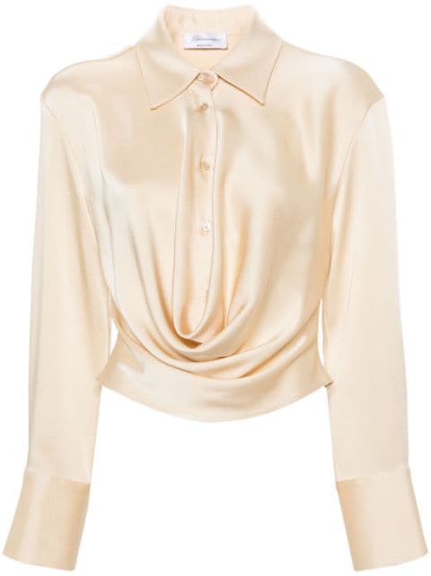 Blumarine Angora draperad skjortklänning