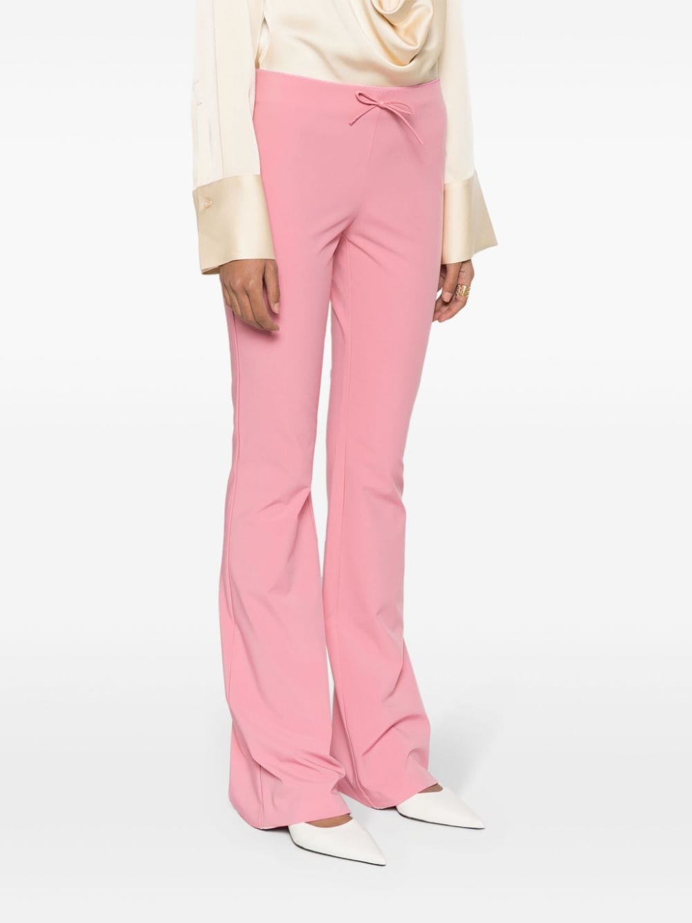 Shop Blumarine Zampa Bow-detail Flared Trousers In Pink