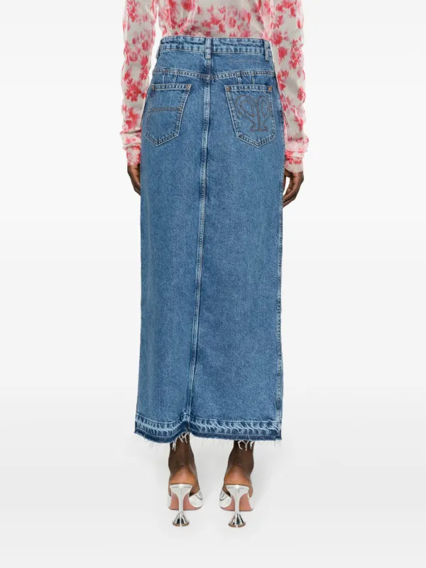 philosophy di lorenzo serafini denim dress mid-rise Maxi Skirt | Blue Size:32/33 My Favorite Caesar Salad Sub CT Nichii Eid dresses Peplum denim