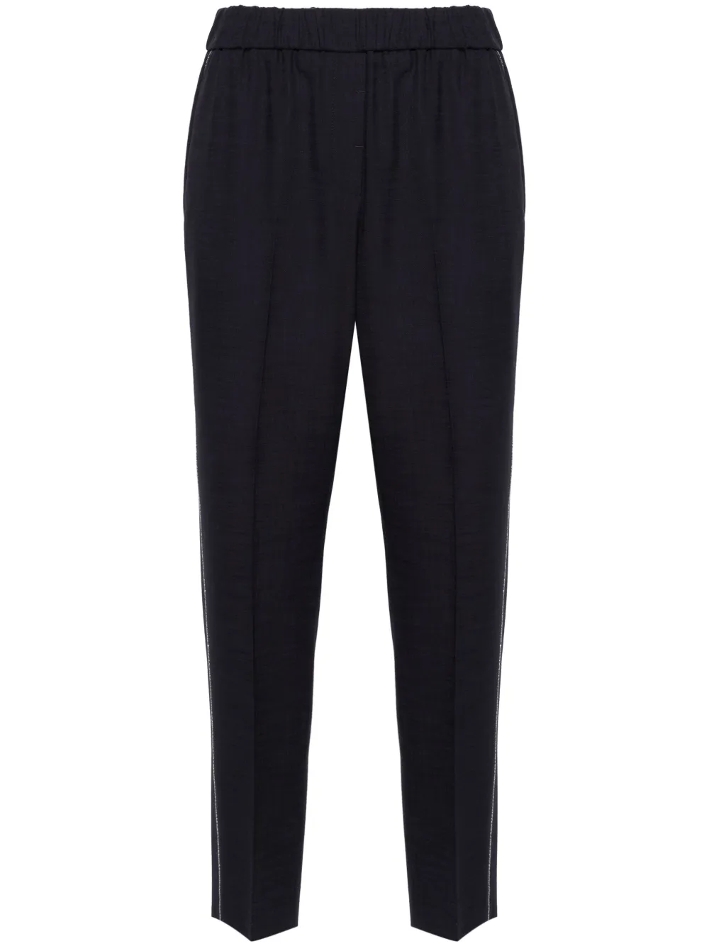 Peserico Beaded-stripes Tapered Trousers In Blue