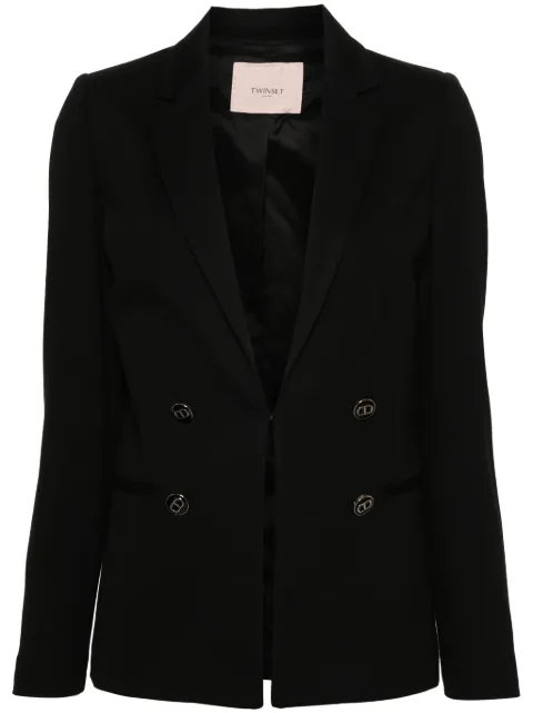 TWINSET logo-plaque crepe blazer