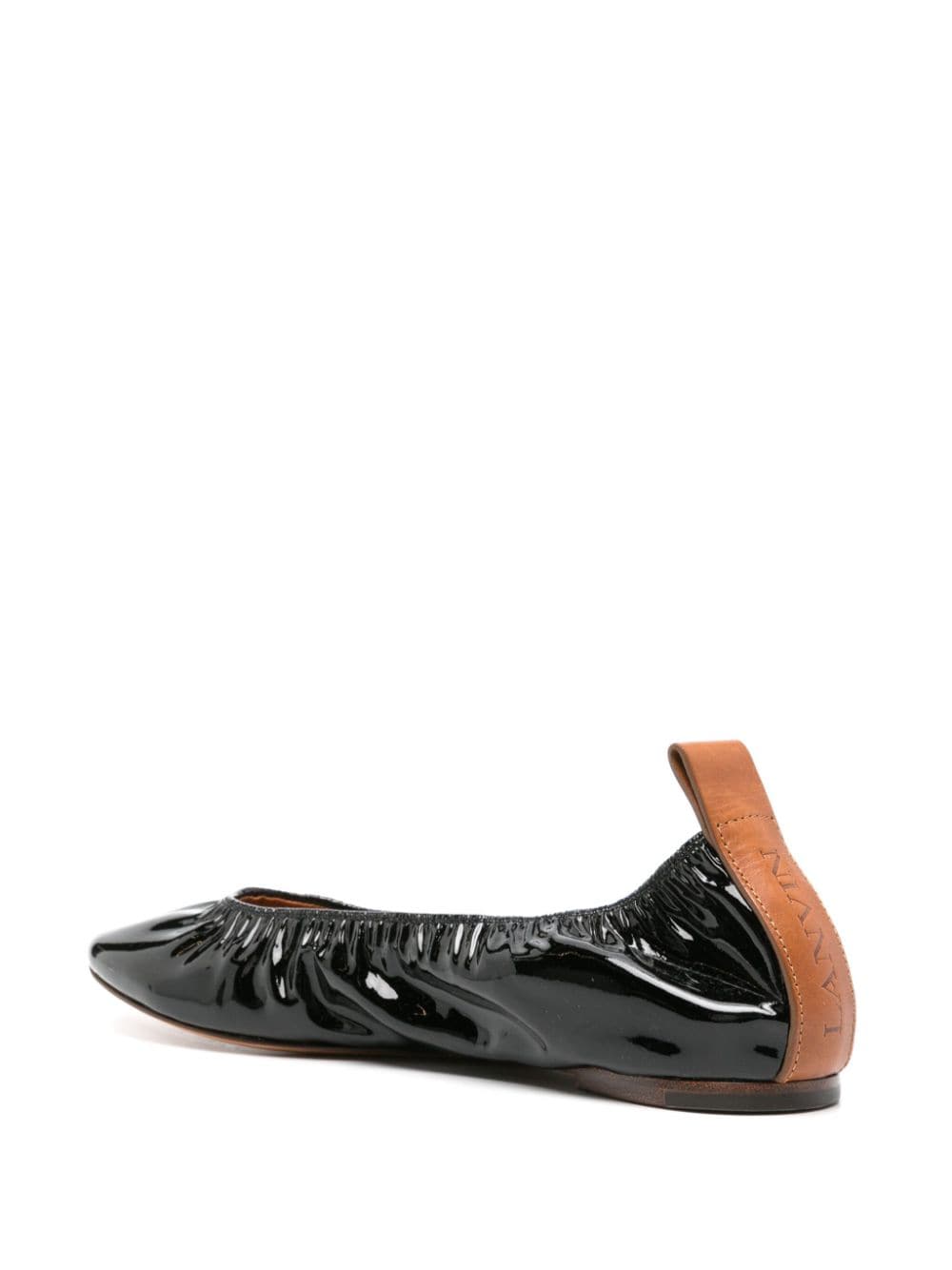 Shop Lanvin Patent Leather Ballerina Shoes In Black