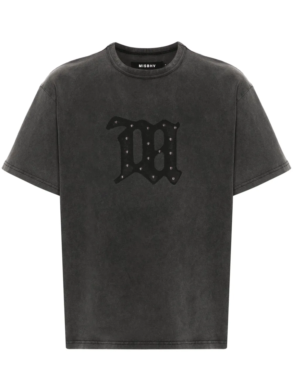 Shop Misbhv Stud-embellished Faded T-shirt In Grey