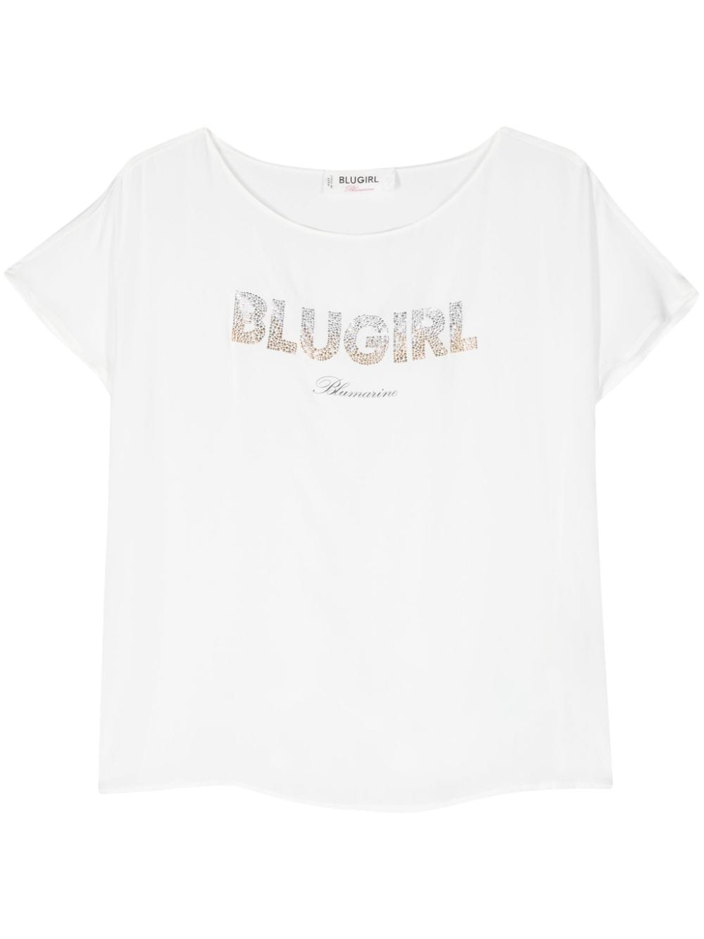 Blugirl Crystal-embellished-logo Crepe Tunic In White