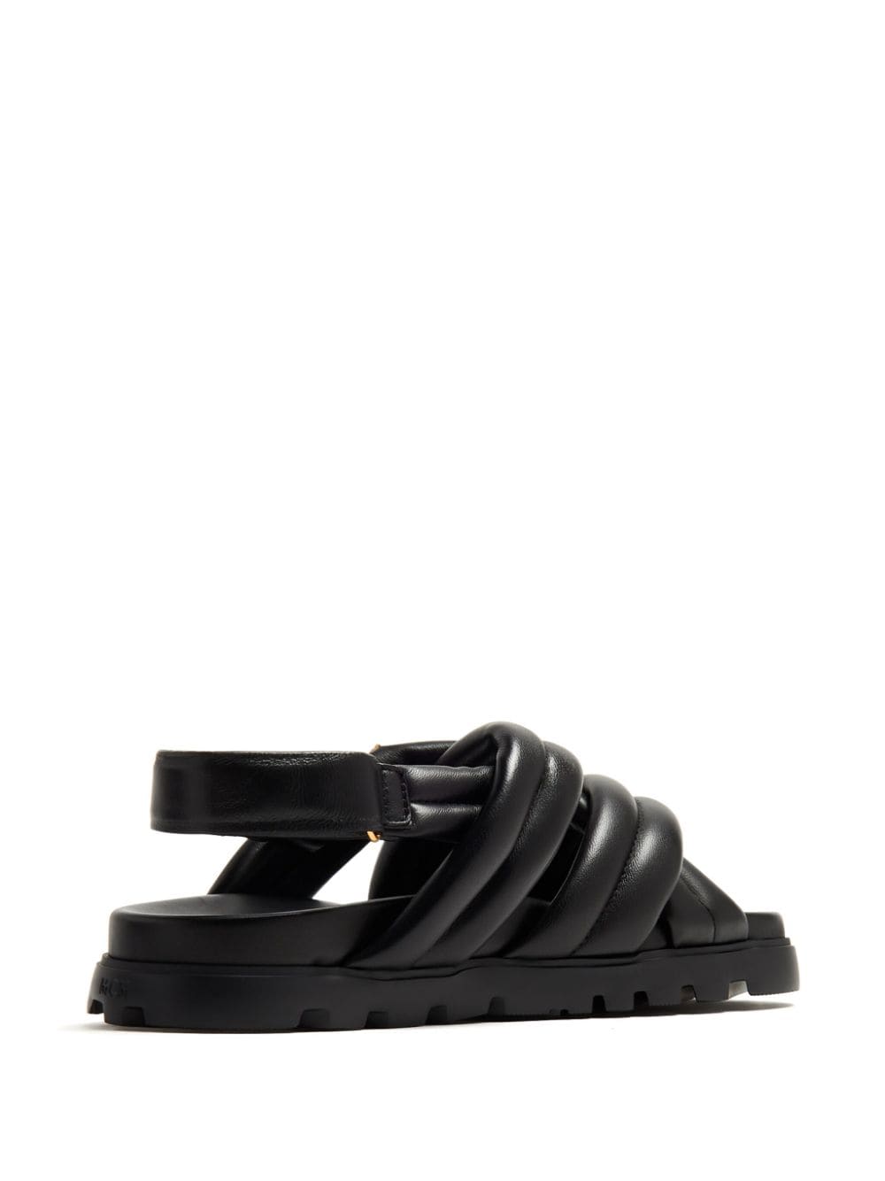 Shop Mcm Crossover Padded Leather Sandals In Black
