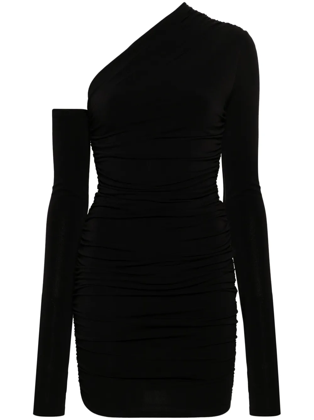 The Andamane Olimpia Midi One Shoulder Draped Midi Dress In Black
