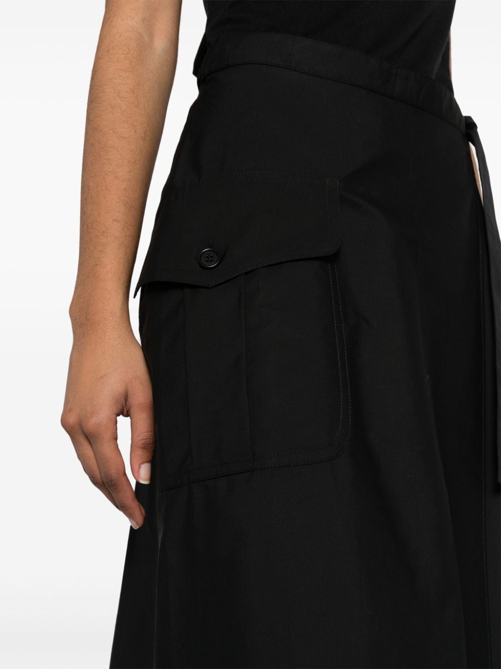 Shop Aspesi Wrap Cotton Midi Skirt In Schwarz