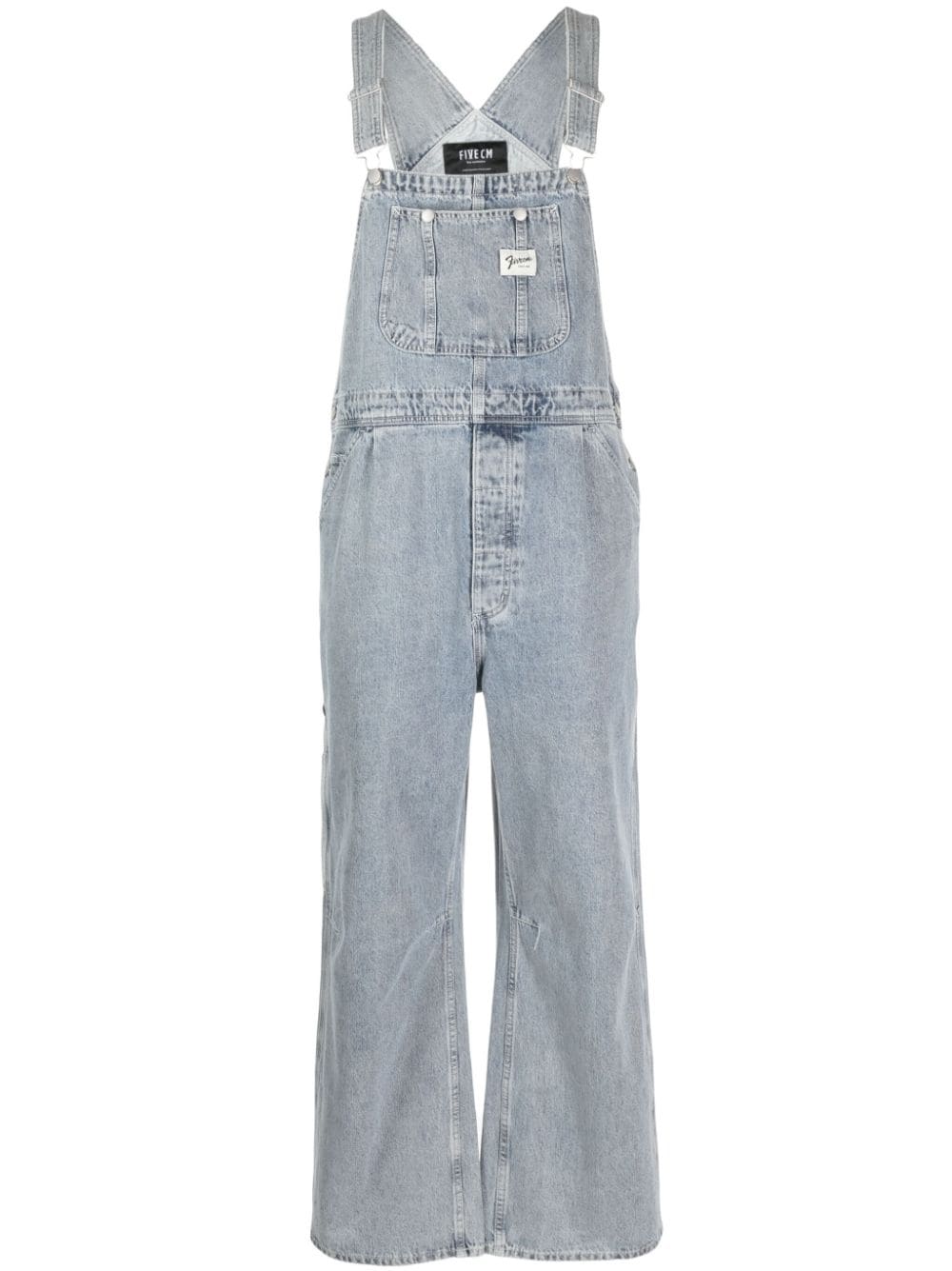 Five Cm Logo-patch Cotton-blend Dungarees In Blue