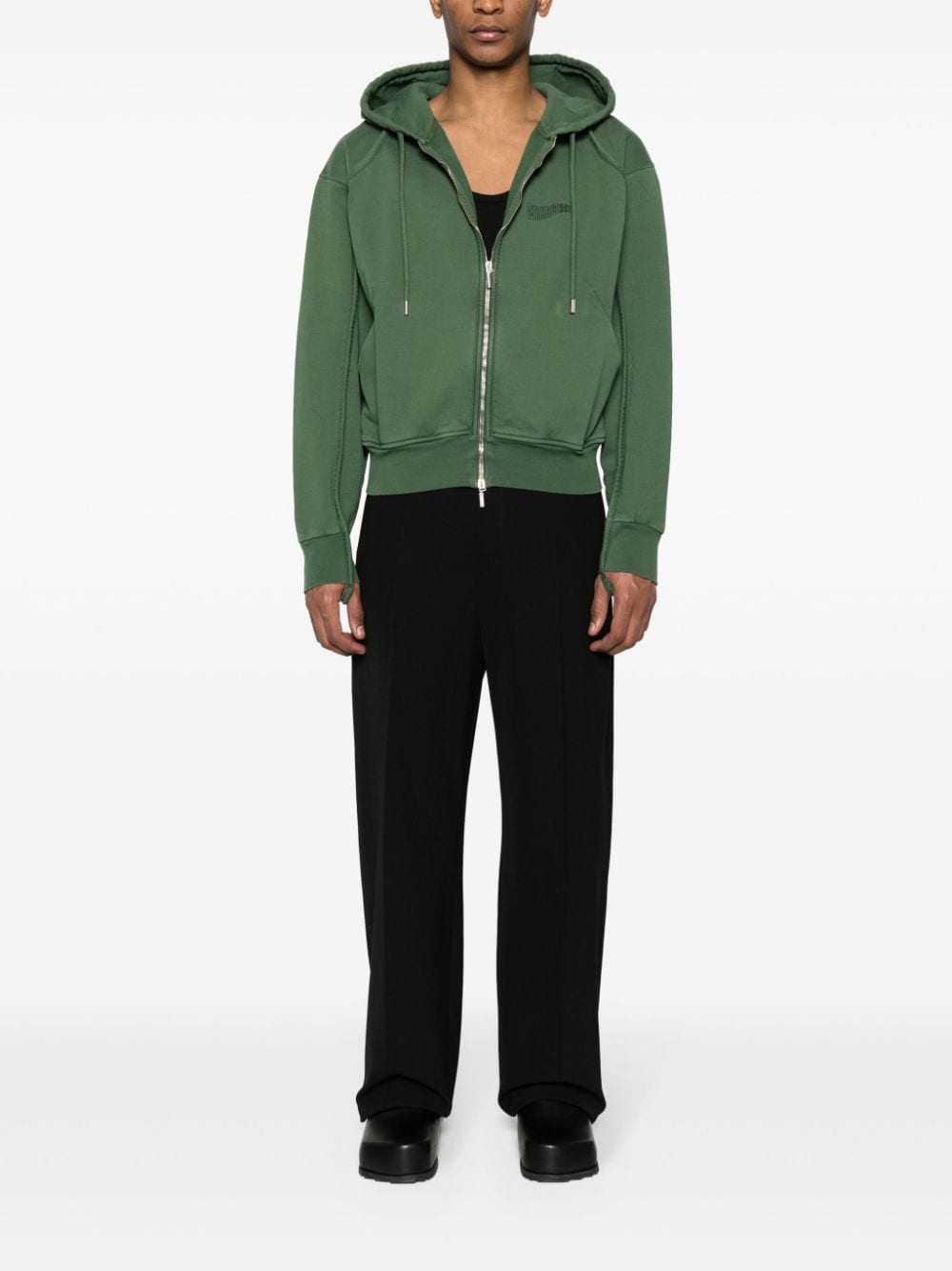 Shop Jacquemus Le Camargue Zippé Zip-up Hoodie In Green