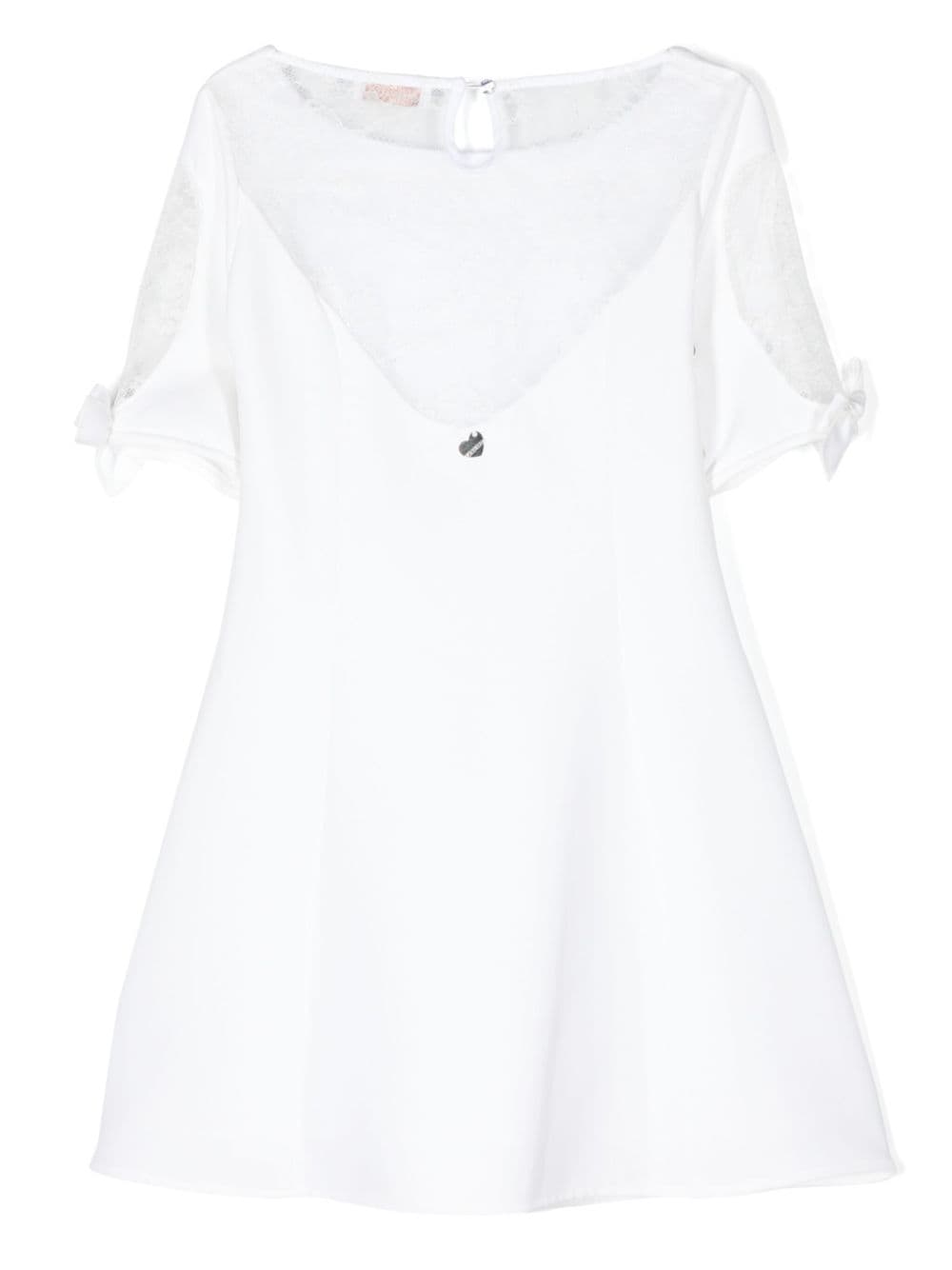 Shop Monnalisa Crepe Laced Dress In White