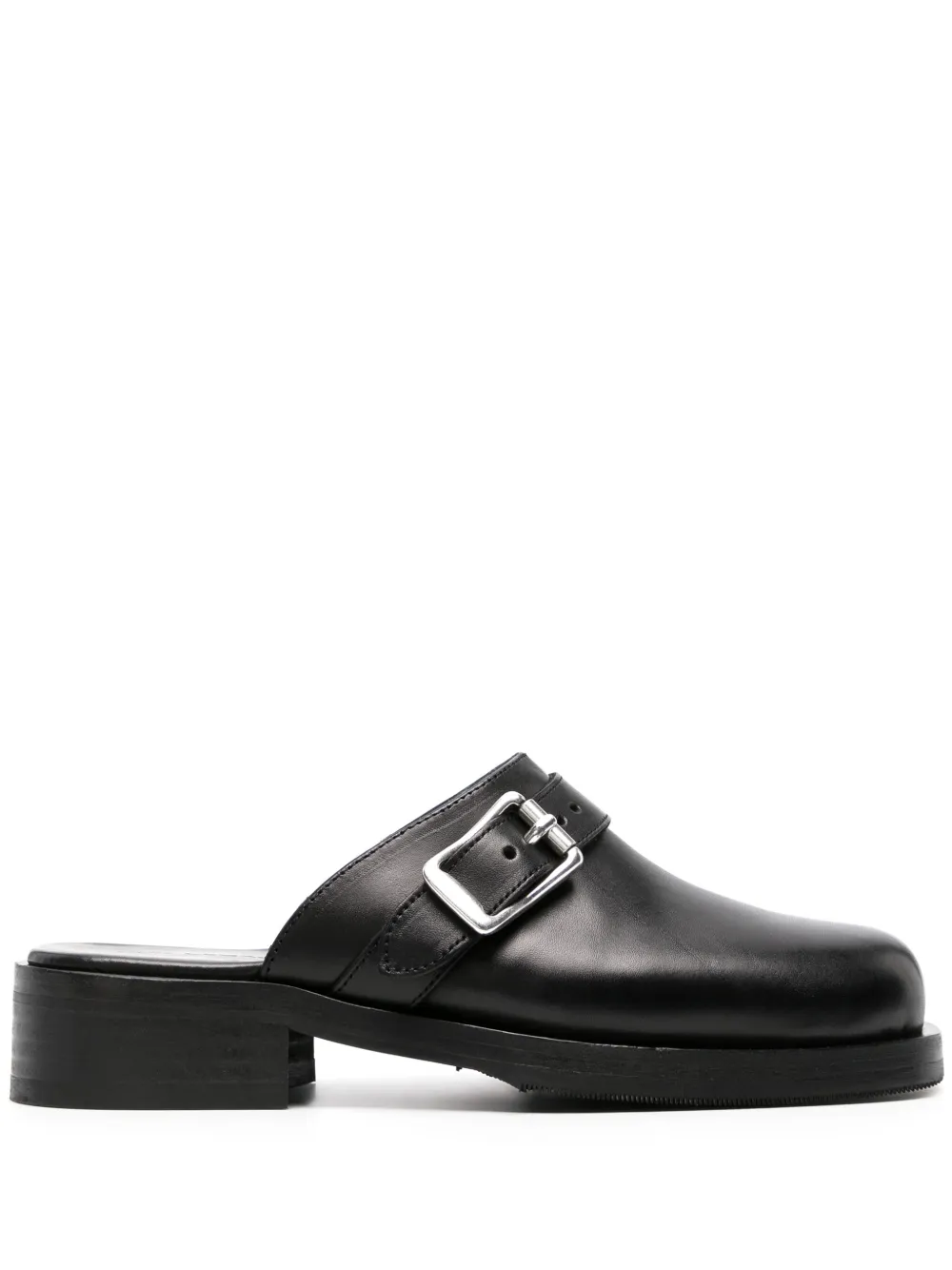 Our Legacy Camion Leather Flat Mules In Black