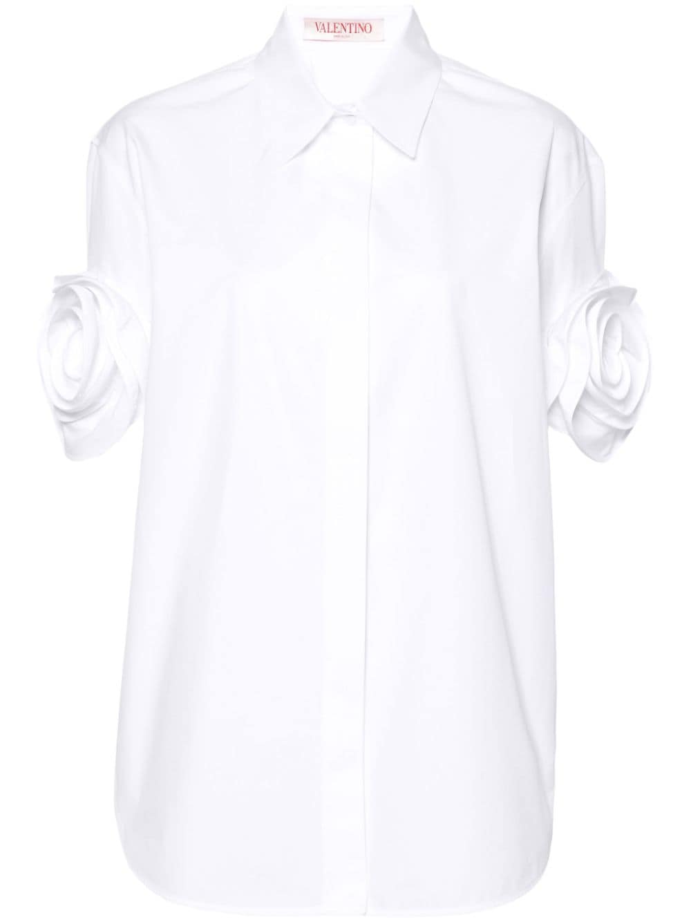 Valentino Rose-appliqué Shirt In White