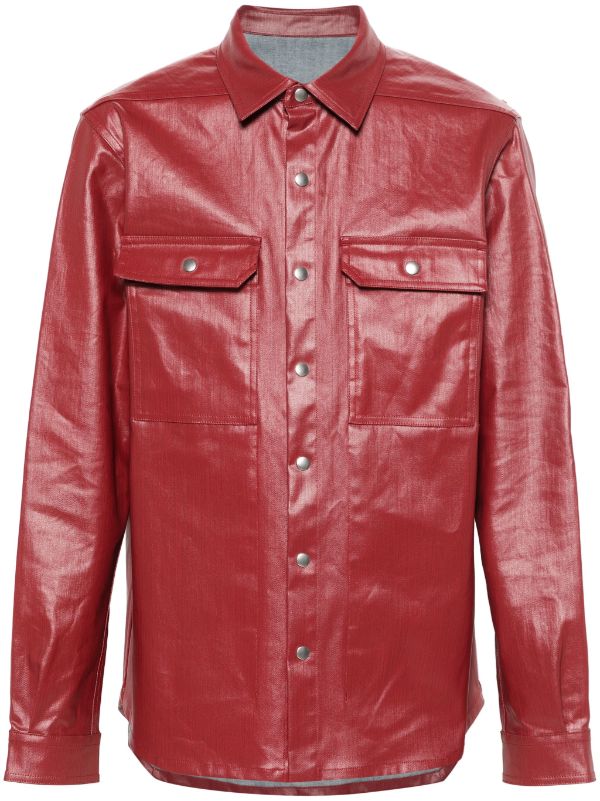 Jean top rouge enduit