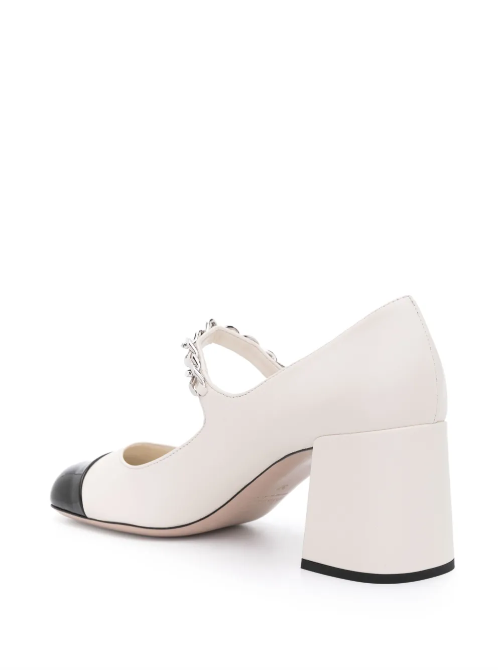 Miu 65mm chain-link leather pumps White