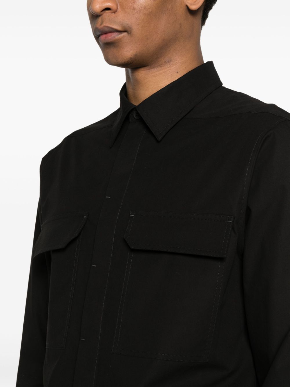 Shop Rick Owens Chest-pocket Organic-cotton Shirt In Black
